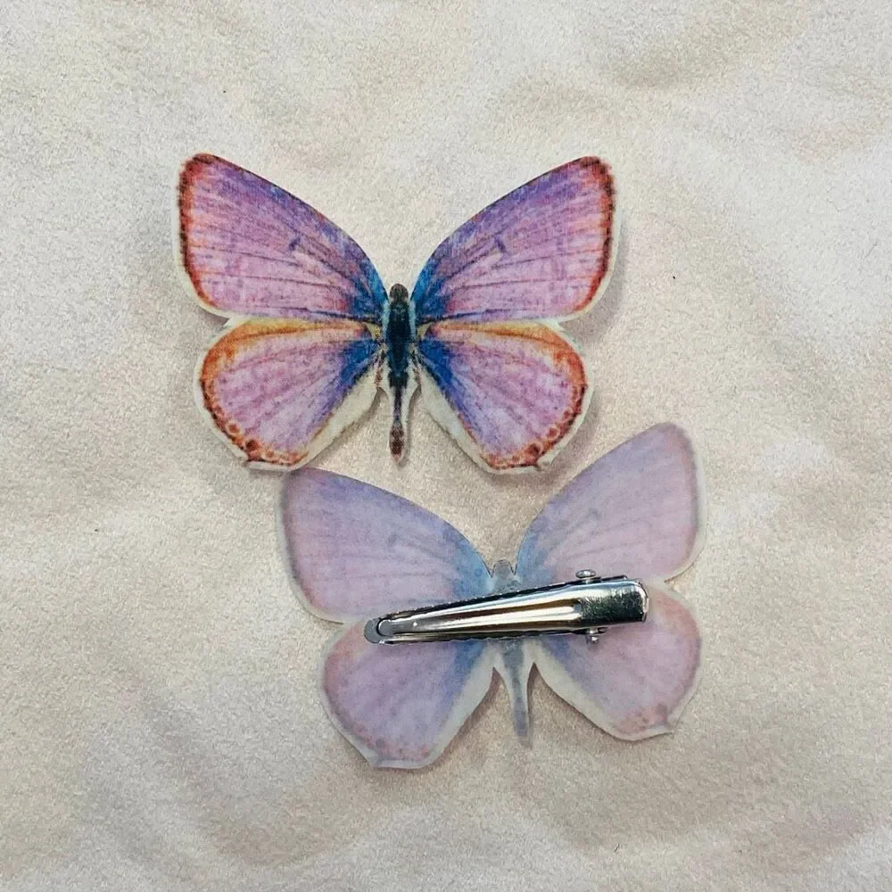 NWOT Etsy Handmade Silk Butterfly Hairclips Set of 2 Multicolor Size 2